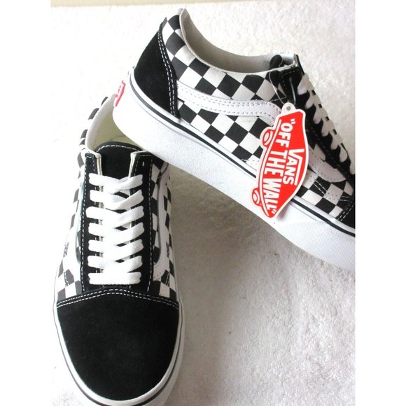 Vans Women's Old Skool Platform Checkerboard Black True White Shoes Sizes NIB - Picture 4 of 5